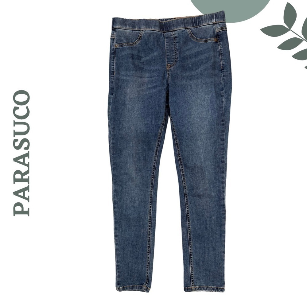 🛍️ Parasuco Mid-Rise Pull-On Skinny Jeans in Classic Blue Elastic Waist 29